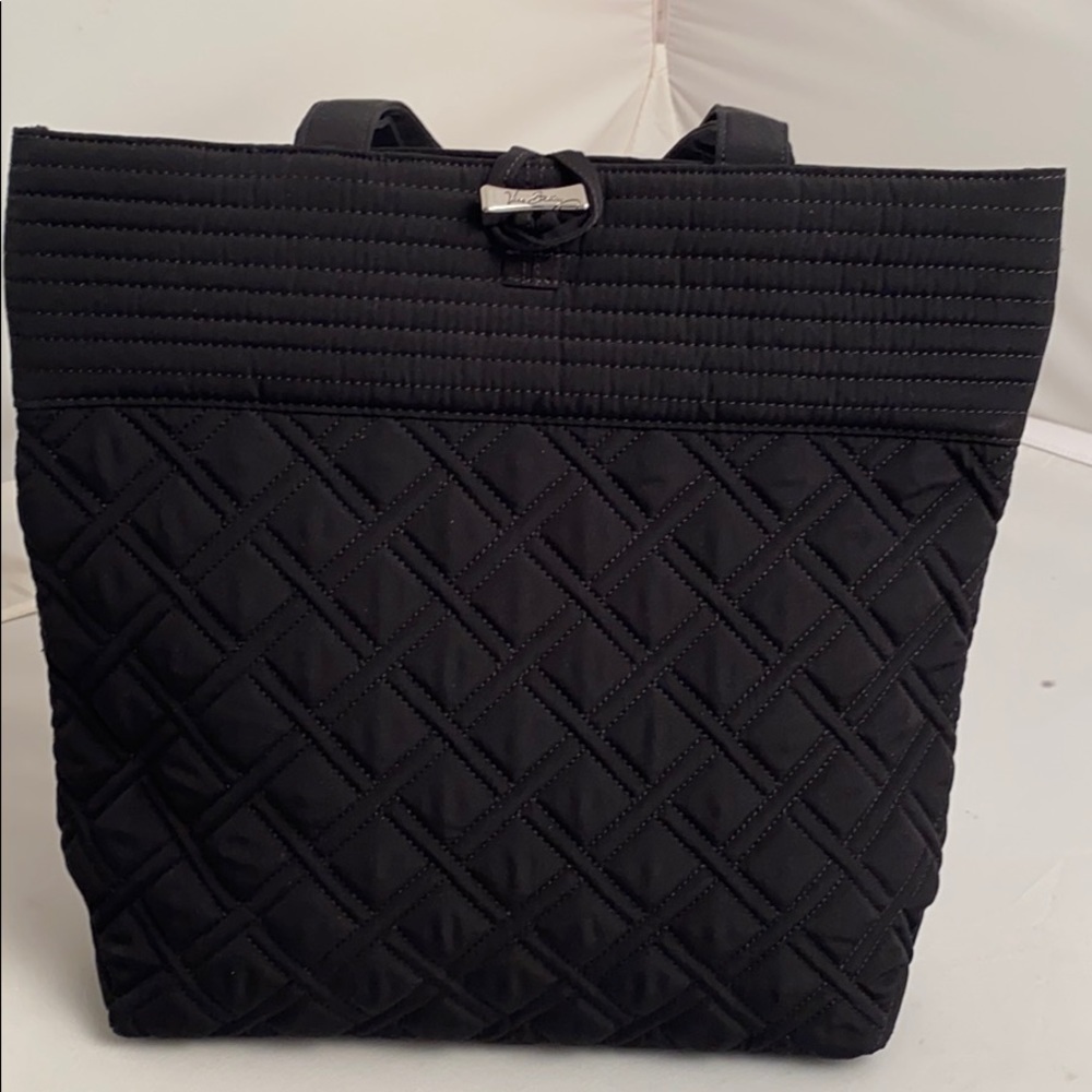 Vera Bradley quilted black toggle close tote bag